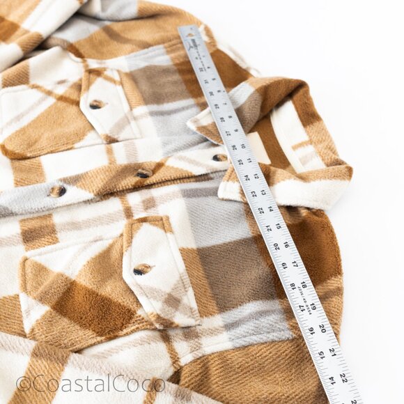 Thread Supply Auria Plaid Fleece Jacket M Oversized Coastal Flannel Scandi - Picture 7 of 15